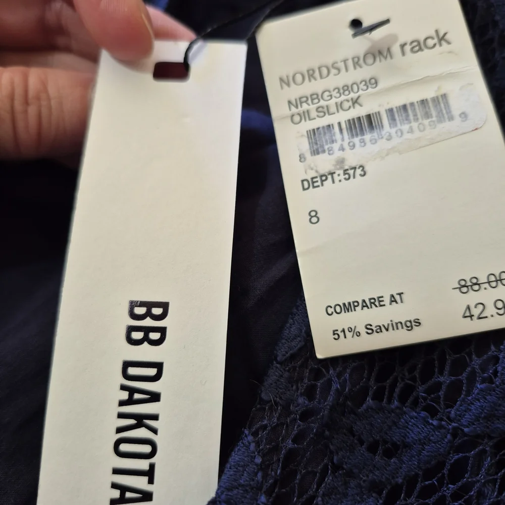 BB Dakota Elegant Navy Lace Dress - Picture 7 of 9